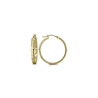 Offset Cut Yellow Gold Hoops