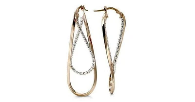 Rose & White Gold Double Hoops Earrings