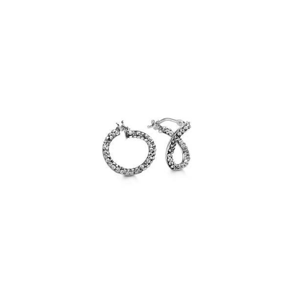 C.Z. Spiral White Gold Hoops