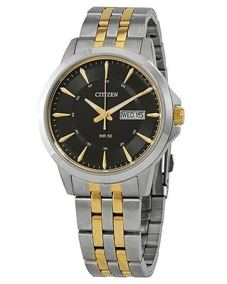 Citizen Quartz Two-Tone Watch with Black Dial (Model BF2018-52E)