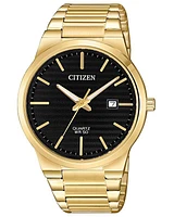 Citizen Quartz Gold-Tone Watch with Black Dial (Model BI5062-55E)