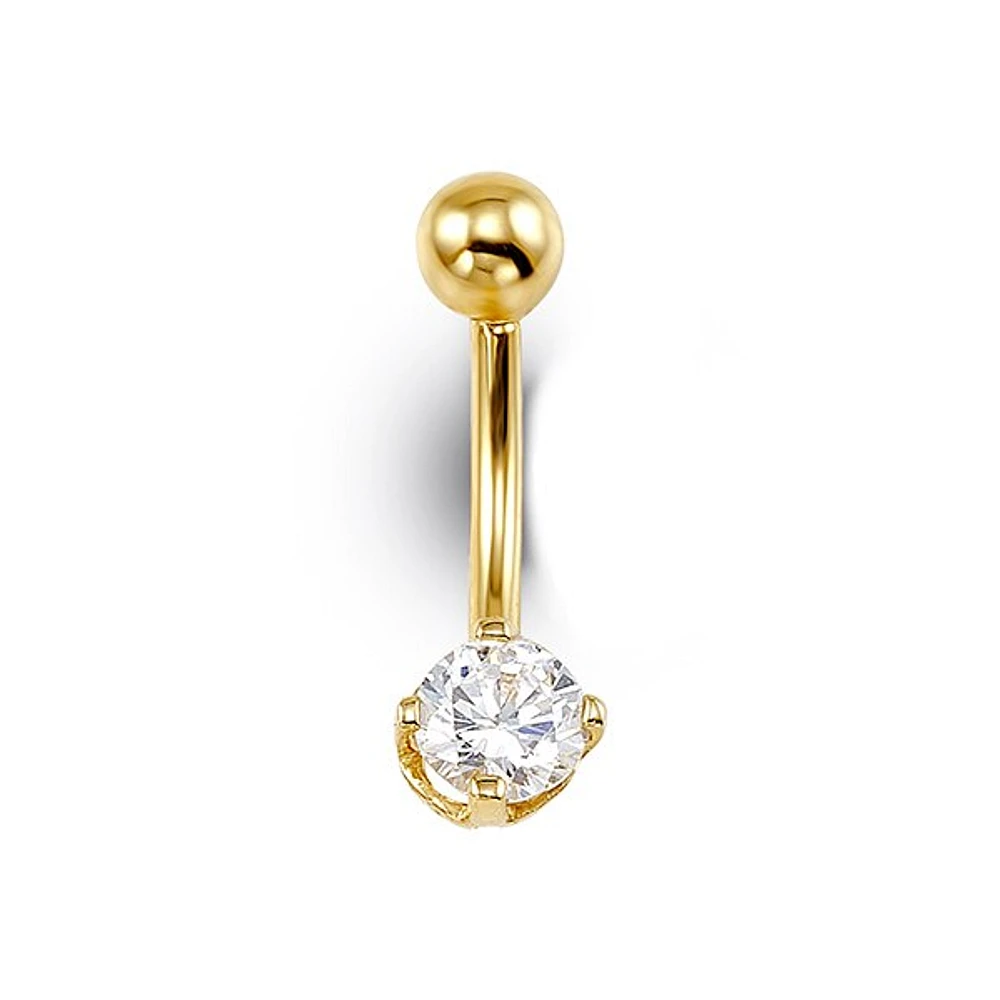 Round CZ Belly Ring in 14K Gold