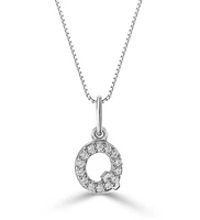 0.05 ct T.W. Diamonds "Q" Initial Pendant in 10K White Gold