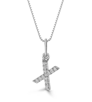 0.05 ct T.W. Diamonds "X" Initial Pendant in 10K White Gold