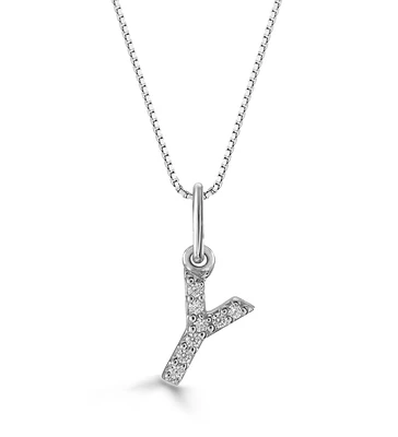 0.05 ct T.W. Diamonds "Y" Initial Pendant in 10K White Gold