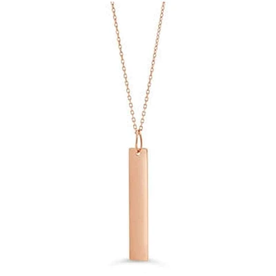 10K Rose Gold Vertical Engravable Tag Necklace (Model BEL-3409)