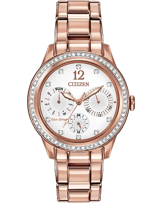 Citizen Eco-Drive Silhouette Crystal Rose-tone Watch(Model FD2013-50A)