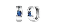 Sapphire & Diamond Hoop Earrings in White Gold