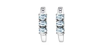 March Aquamarine & Diamond 3-stone Stud Earrings in White Gold