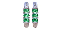 May Emerald & Diamond 3-stone Stud Earrings in White Gold