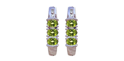 August Peridot & Diamond 3-stone Stud Earrings in White Gold