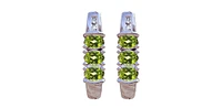 August Peridot & Diamond 3-stone Stud Earrings in White Gold