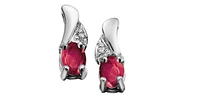 Ruby Diamond Accent Stud Earring in White Gold