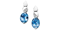 Blue Topaz Diamond Drop Earrings in White Gold