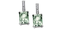 Green Amethyst & Diamond Drop Earring in White Gold