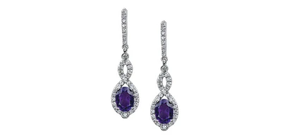 Amethyst & 0.50 ct T.W Diamonds Stud Earrings in White Gold