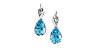 Blue Topaz & Diamond Drop Earrings in Yellow Gold