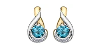 Blue Topaz & Diamonds Drop Earrings in Yellow Gold