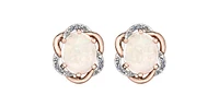 Opal & Diamonds Stud Earrings in Rose & White Gold