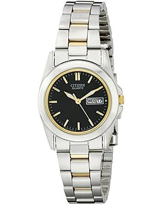 Citizen Quartz SL Two-Tone Watch with Black Dial (Model:EQ0564-59E)