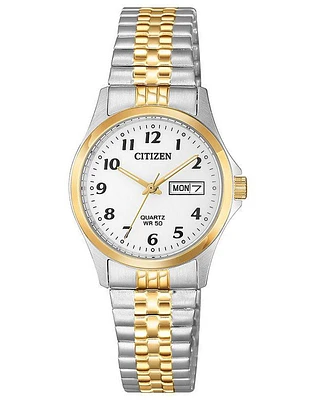 Citizen Quartz Two-Tone Expansion Watch with White Dial (Model EQ2004-95A)