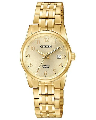 Citizen Quartz Gold-Tone Watch with Champagne Dial (Model EU6002-51Q)