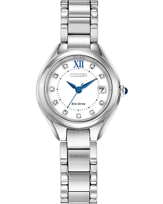 Citizen Eco-Drive Silhouette Crystal Accent Silver-tone Watch with White Dial (Model EW2540-83A)