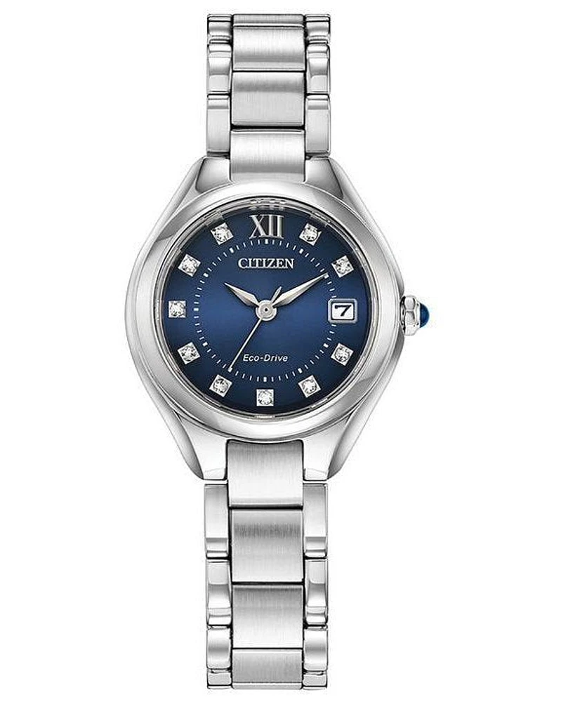 Citizen Eco-Drive Silhouette Crystal Accent Watch with Dark Blue Dial (Model EW2540-83L)