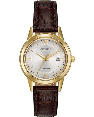 Citizen Eco-Drive Corso Brown-Tone Watch with Ivory Dial (Model FE1082-05A)