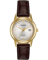 Citizen Eco-Drive Corso Brown-Tone Watch with Ivory Dial (Model FE1082-05A)