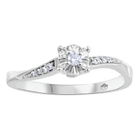 0.10 ct T.W. Wave White Gold Ladies Ring