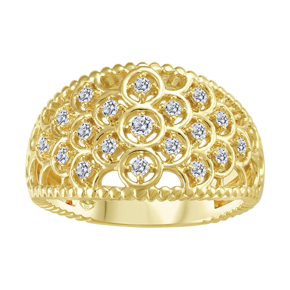 0.25 ct T.W. Dinner Yellow Gold Statement Ladies Ring