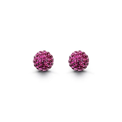 Fushsia FireCrackers Studs in 10K Gold