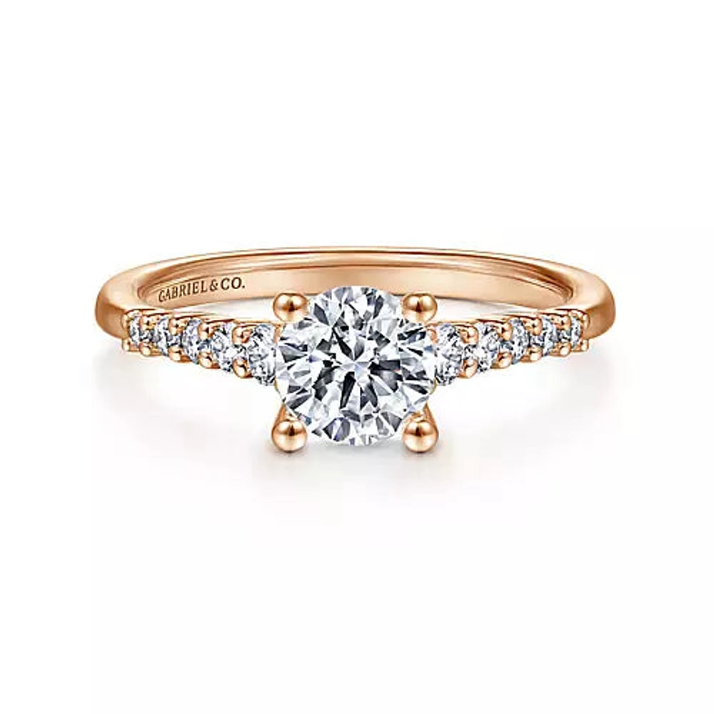 Gabriel & Co-14k Rose Gold Round Diamond Engagement Ring - 0.24 ct