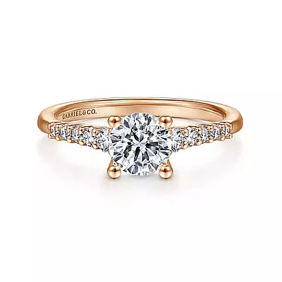 Gabriel & Co-14k Rose Gold Round Diamond Engagement Ring - 0.24 ct