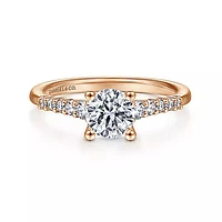 Gabriel & Co-14k Rose Gold Round Diamond Engagement Ring - 0.24 ct