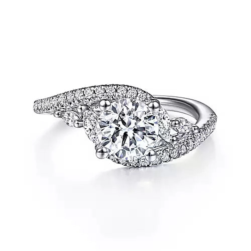 Gabriel & Co-14k White Gold Bypass Round Diamond Engagement Ring - 0.41 ct