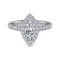 Gabriel & Co-14k White Gold Marquise Halo Diamond Engagement Ring - 0.54 ct