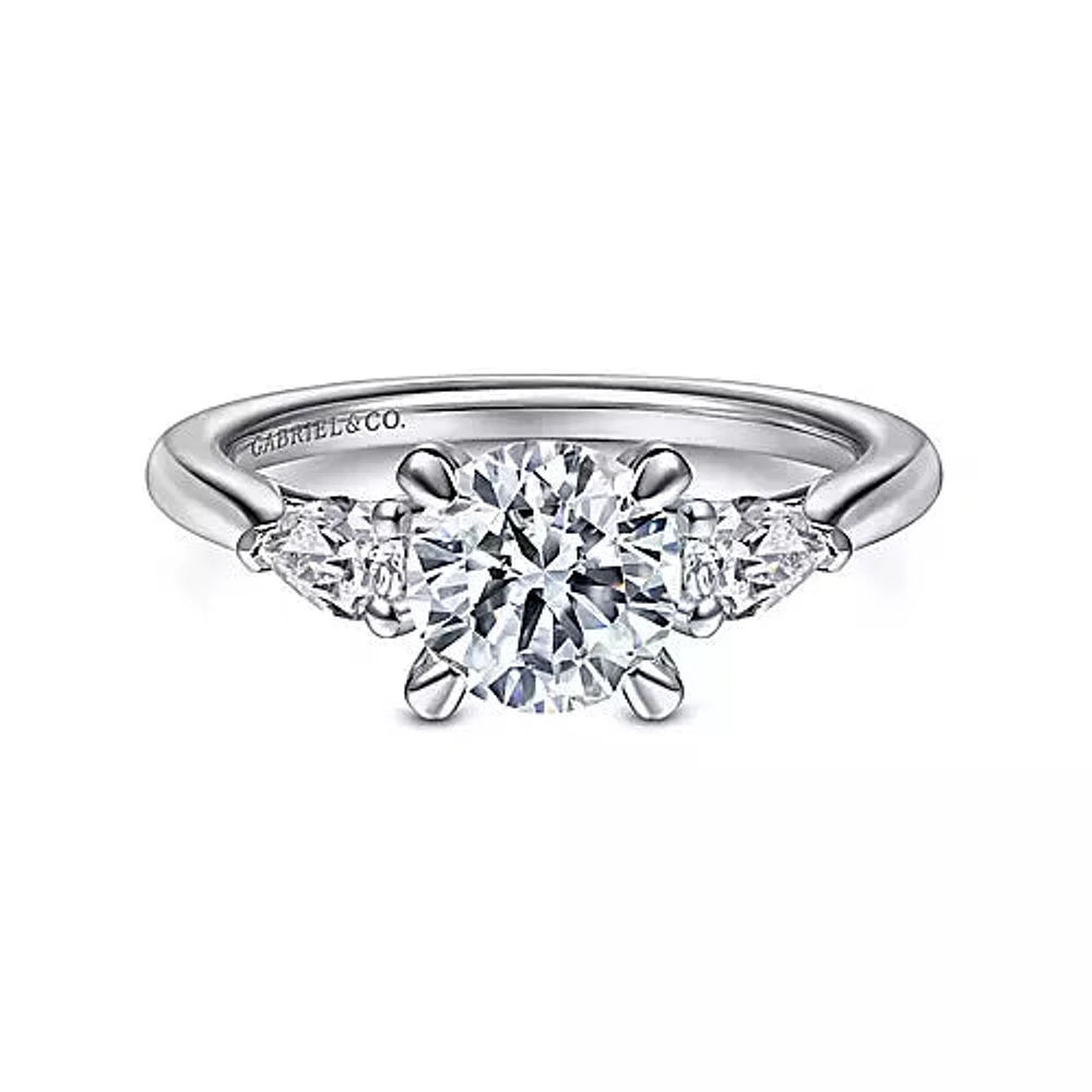 Gabriel & Co-14k White Gold Round 3 Stone Diamond Engagement Ring - 0.28 ct