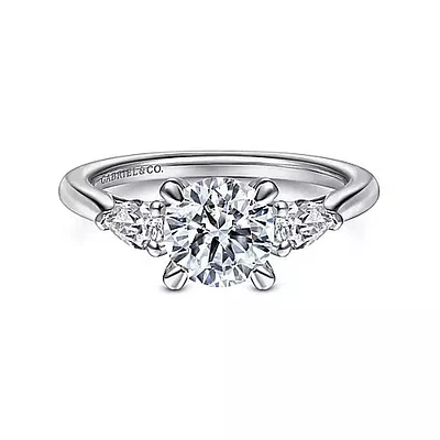 Gabriel & Co-14k White Gold Round 3 Stone Diamond Engagement Ring - 0.28 ct