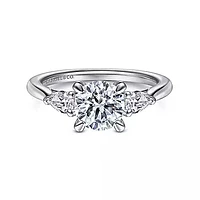 Gabriel & Co-14k White Gold Round 3 Stone Diamond Engagement Ring - 0.28 ct