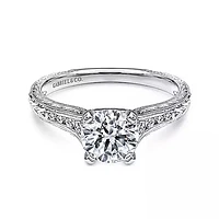 Gabriel & Co-14K White Gold Round Diamond Engagement Ring