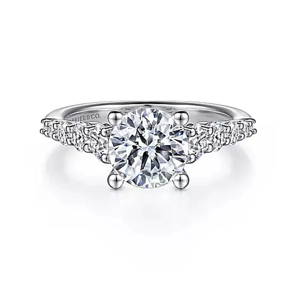 Gabriel & Co-14K White Gold Round Diamond Engagement Ring