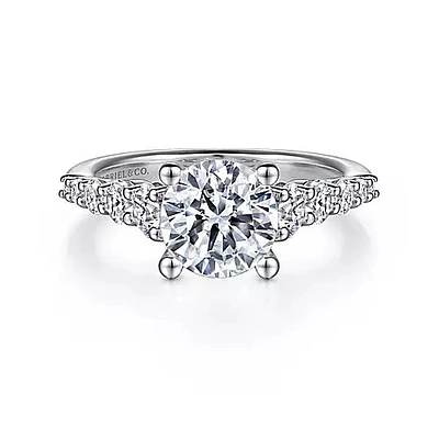 Gabriel & Co-14K White Gold Round Diamond Engagement Ring