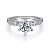 Gabriel & Co-14K White Gold Round Diamond Engagement Ring