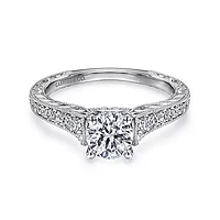 Gabriel & Co- 14K White Gold Round Diamond Engagement Ring