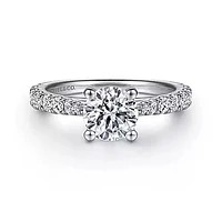 Gabriel & Co- 14k White Gold Round Diamond Engagement Ring-0.53 ct