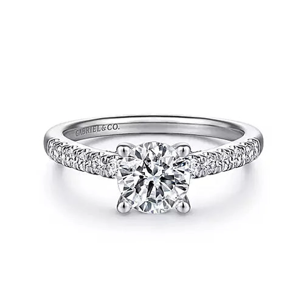 Gabriel & Co-14k White Gold Round Diamond Engagement Ring - 0.39 ct