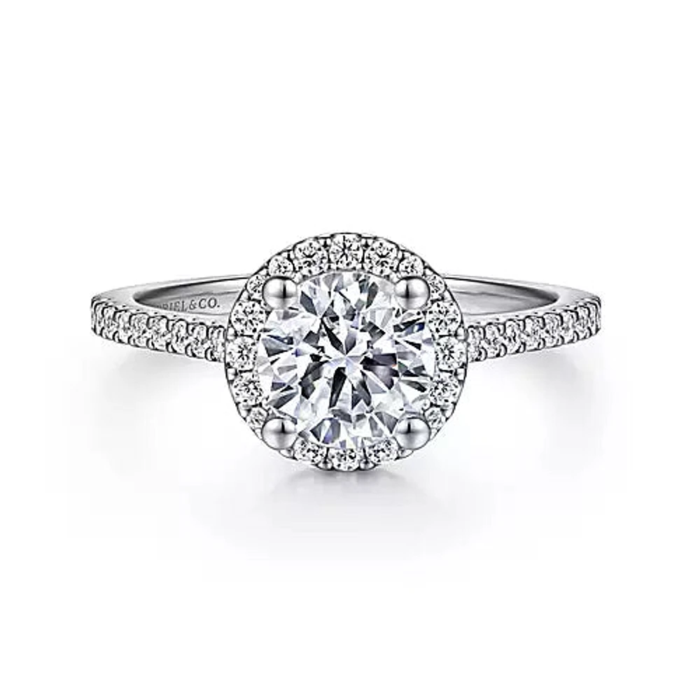 Gabriel & Co-14k White Gold Round Halo Diamond Engagement Ring - 0.27 ct