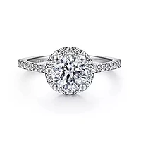 Gabriel & Co-14k White Gold Round Halo Diamond Engagement Ring - 0.27 ct